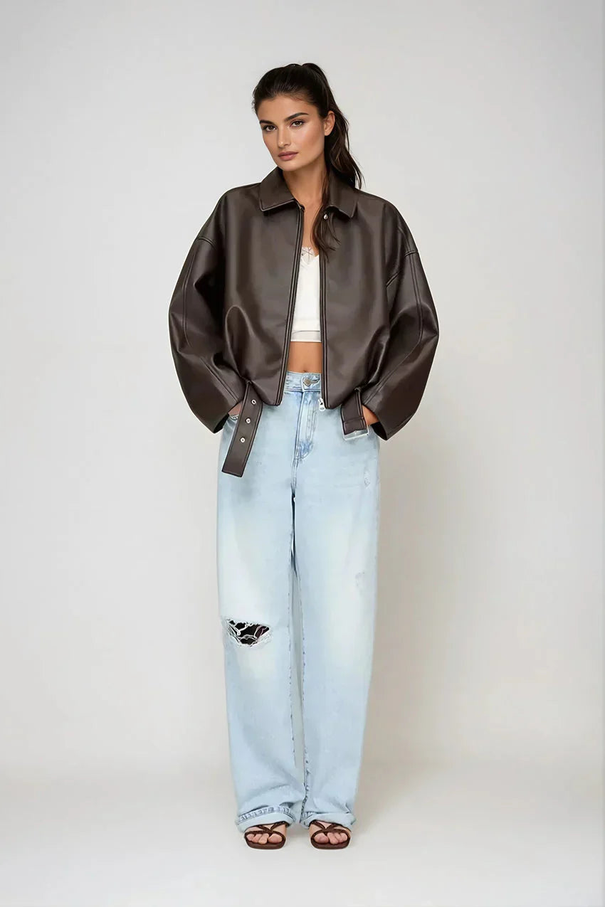 MARAIS  | VESTE EN CUIR MARRON