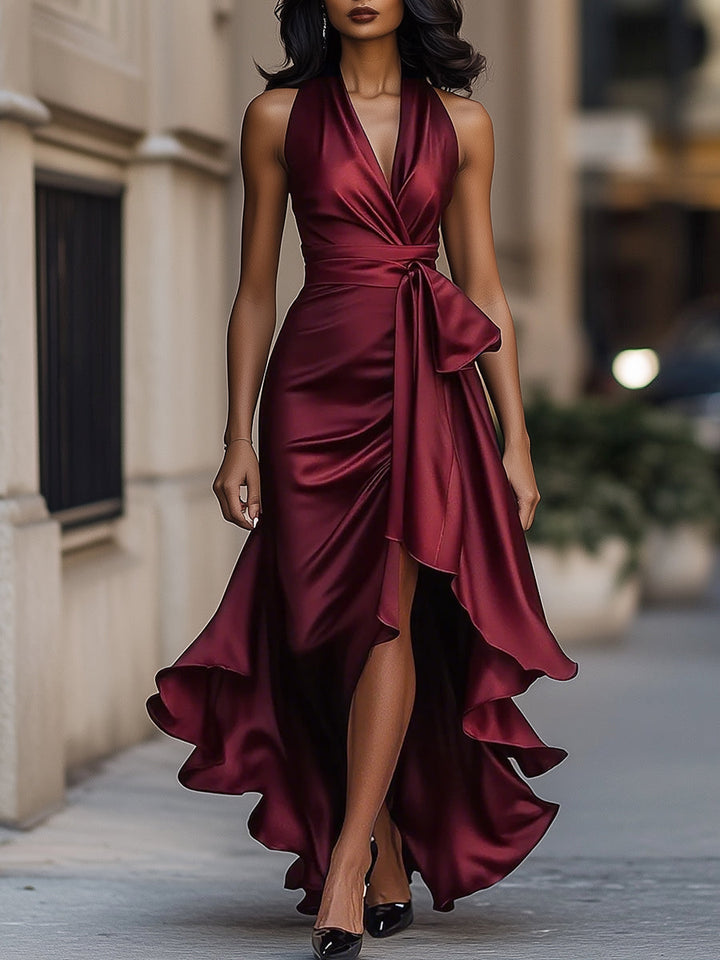 MARAIS | Robe en Satin Drapée à la Taille