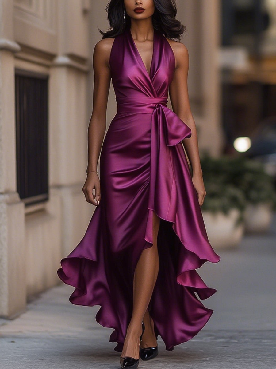 MARAIS | Robe en Satin Drapée à la Taille