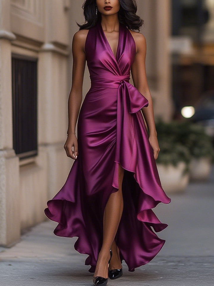 MARAIS | Robe en Satin Drapée à la Taille