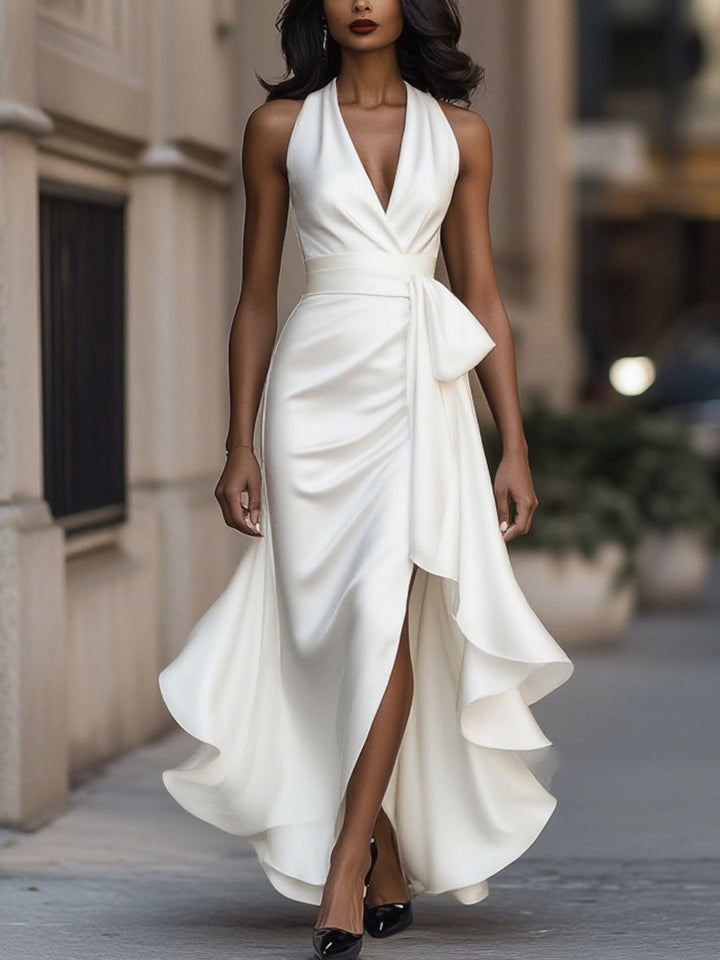 MARAIS | Robe en Satin Drapée à la Taille