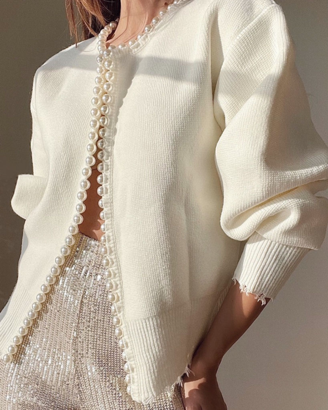 MARAIS | Cardigan Bordure Perles Manon