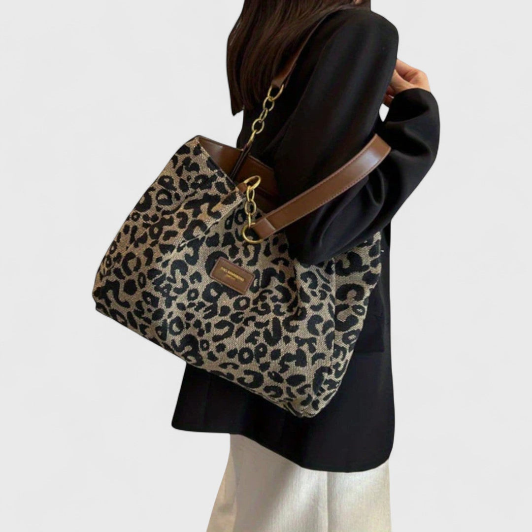 MARAIS | SAC SHOPPING EN TOILE MOTIF LÉOPARD
