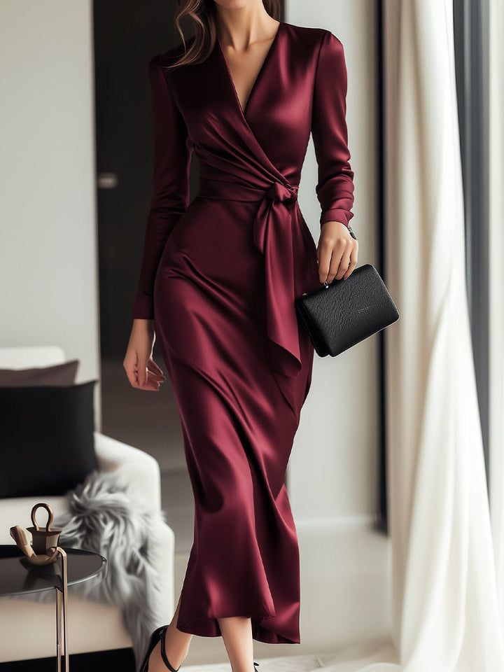 MARAIS | ROBE PORTEFEUILLE SATINÉE