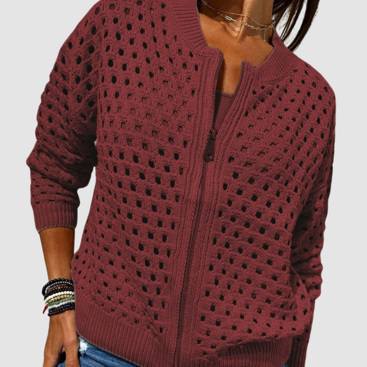 MARAIS | Veste Zippée en Maille Ajourée Charlotte