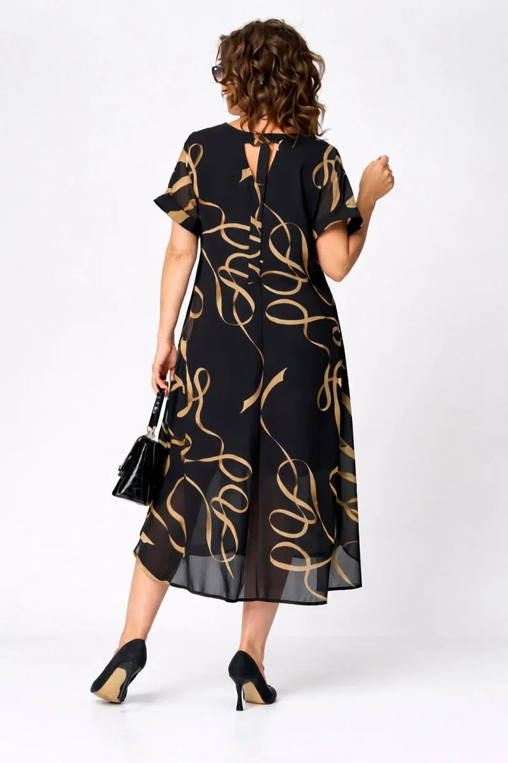 MARAIS | Robe Midi Fluide À Motifs Dorés Amélie