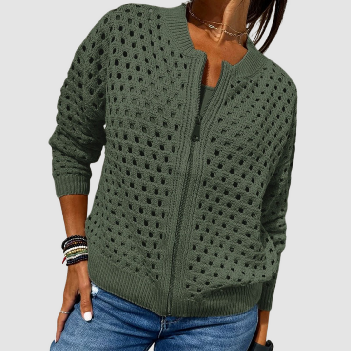 MARAIS | Veste Zippée en Maille Ajourée Charlotte