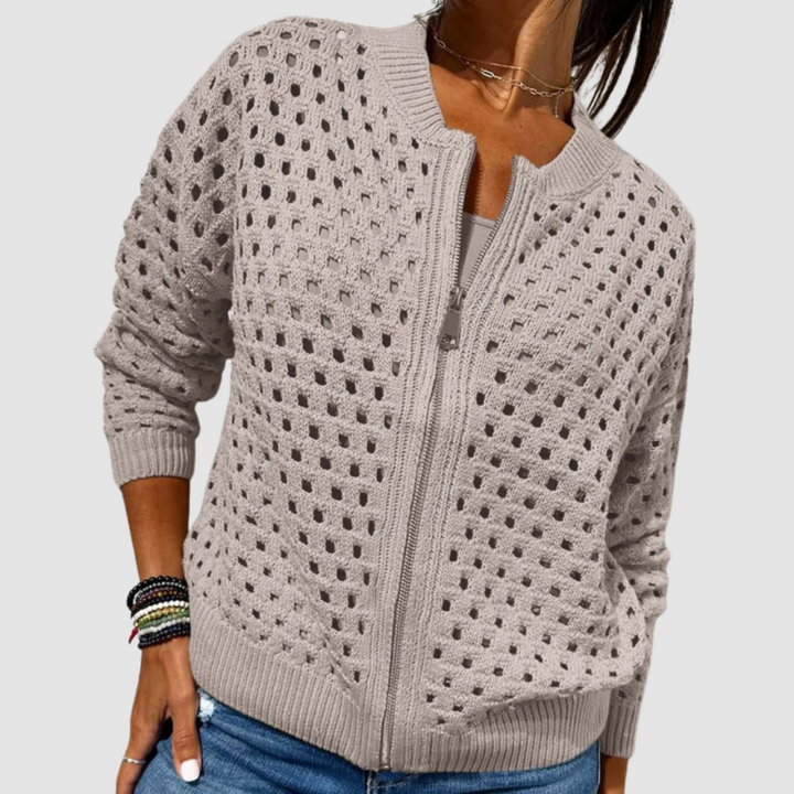 MARAIS | Veste Zippée en Maille Ajourée Charlotte