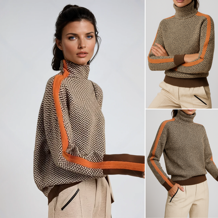 Manon | Pull à col haut et rayures contrastées