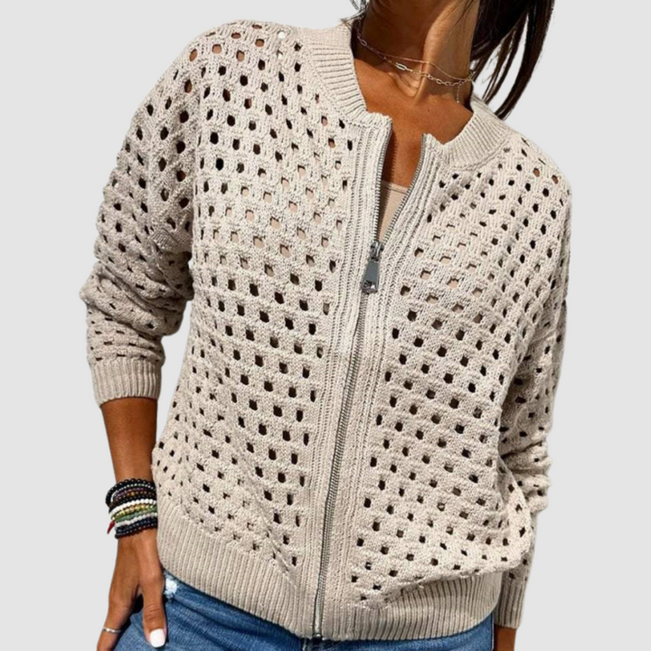 MARAIS | Veste Zippée en Maille Ajourée Charlotte