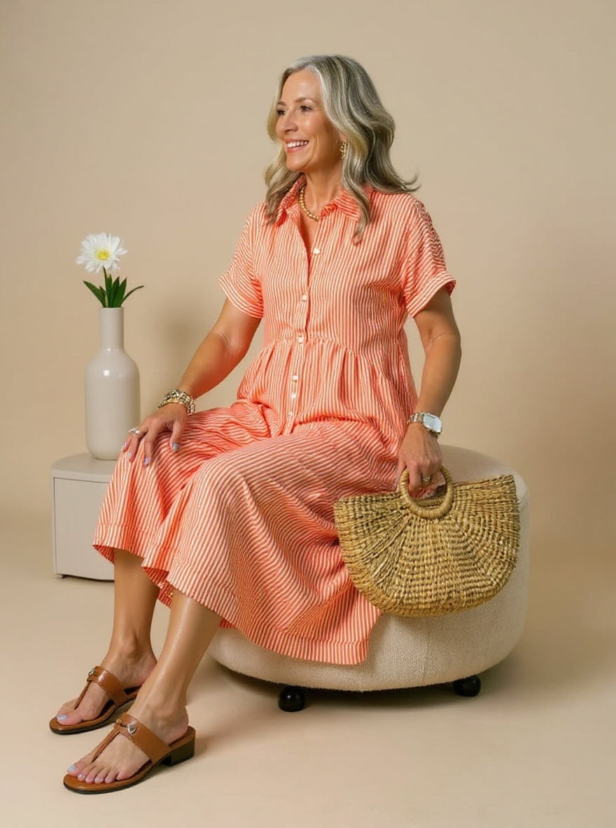 MARAIS | Robe Rayée Élégante Claire
