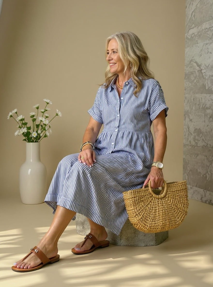 MARAIS | Robe Rayée Élégante Claire