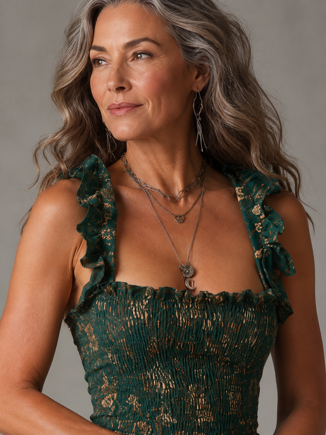 MARAIS | Robe Élégante Fendue Bohème Jade