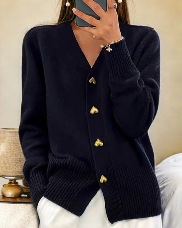 MARAIS | Cardigan Col V Boutons Dorés Nathalie