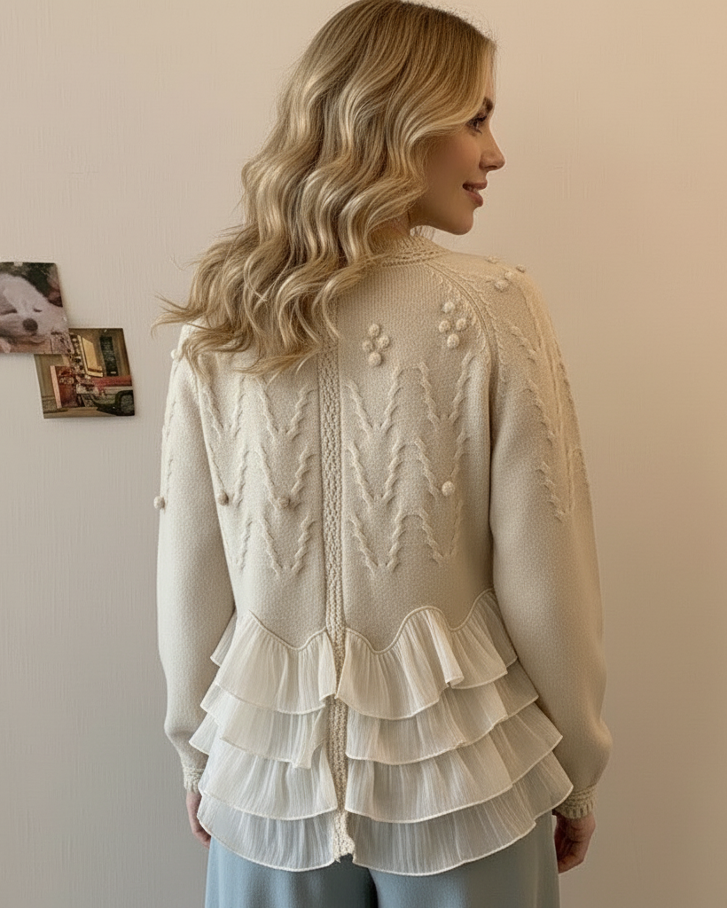 MARAIS | CARDIGAN ÉLÉGANT EN MAILLE AVEC VOLANTS