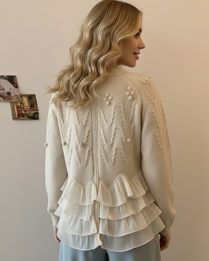 MARAIS | CARDIGAN ÉLÉGANT EN MAILLE AVEC VOLANTS