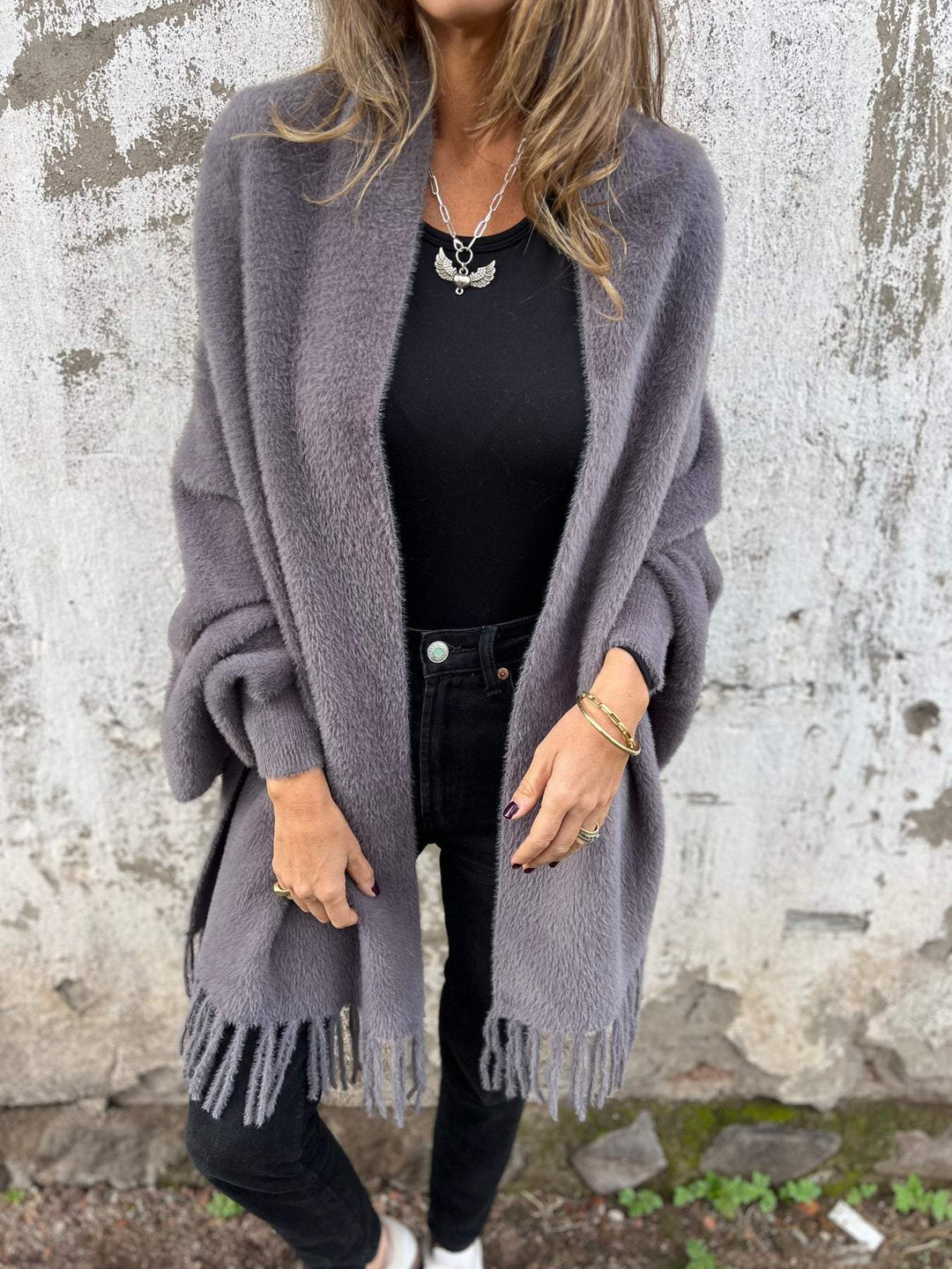 MARAIS | Cardigan Long à Franges Élina
