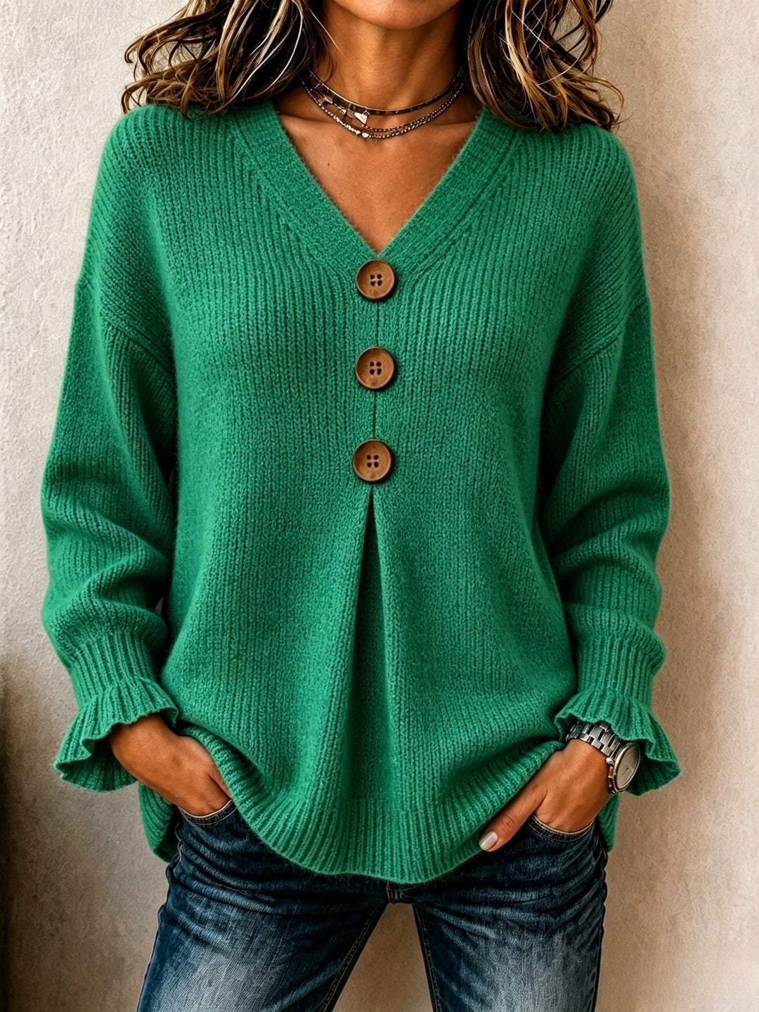 MARAIS | Pull Col V Boutonné Marie