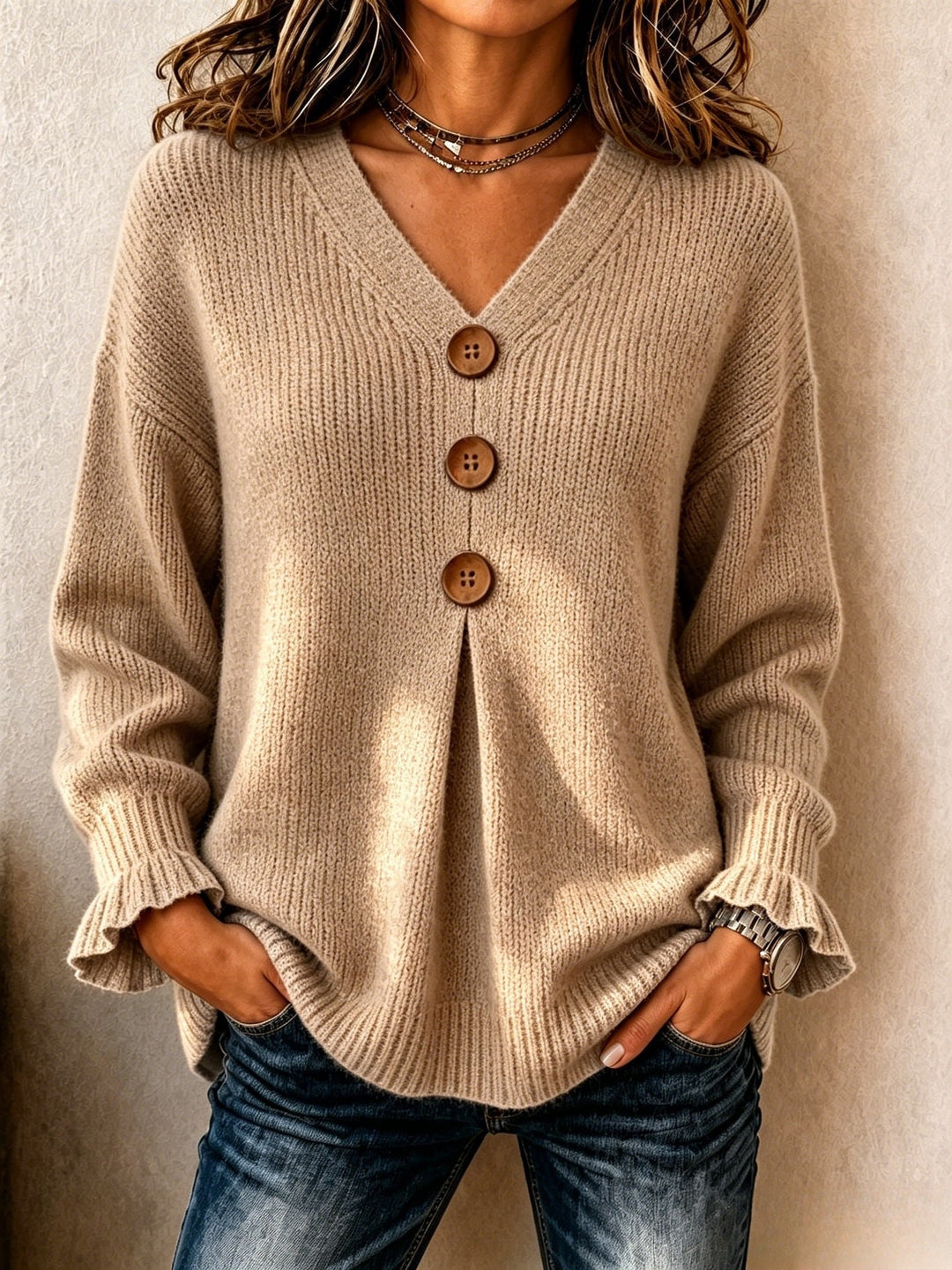 MARAIS | Pull Col V Boutonné Marie