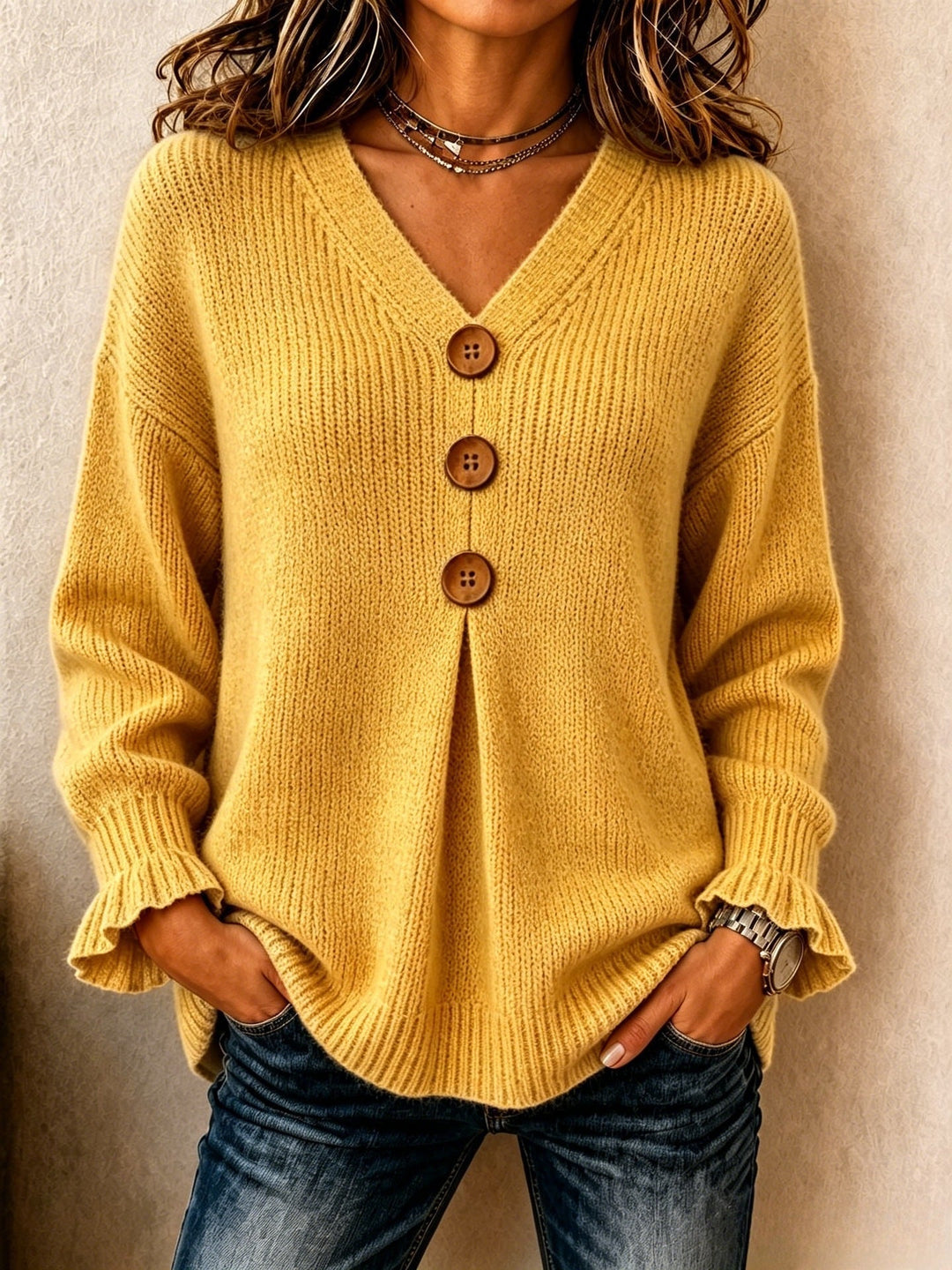 MARAIS | Pull Col V Boutonné Marie