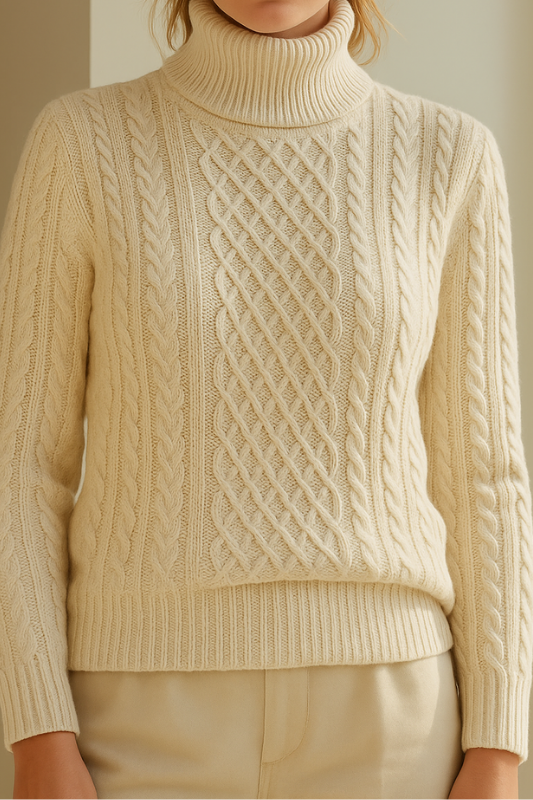 MARAIS | PULL TORSADÉ À COL ROULÉ EN MAILLE DOUCE