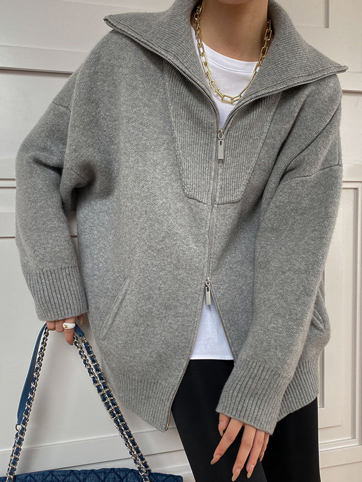 MARAIS | Cardigan Grand Col Zippé Amélie