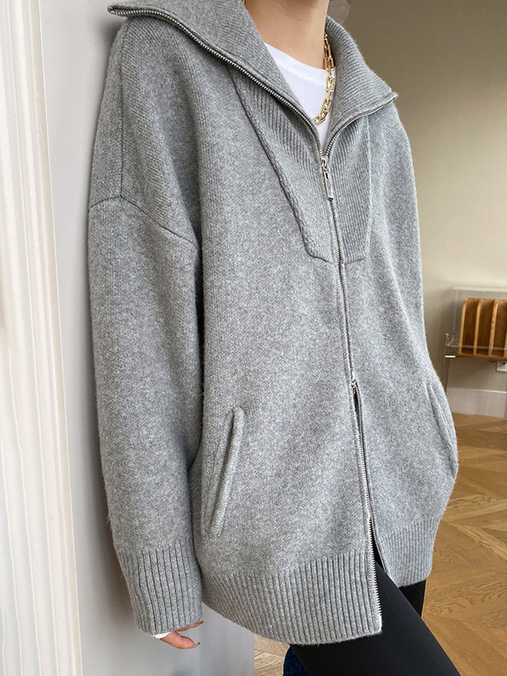 MARAIS | Cardigan Grand Col Zippé Amélie