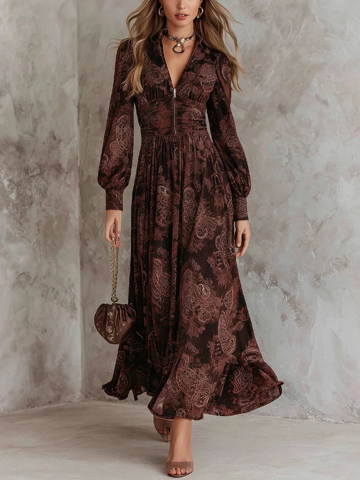 MARAIS | ROBE LONGUE À IMPRIMÉ VINTAGE ÉLÉGANT
