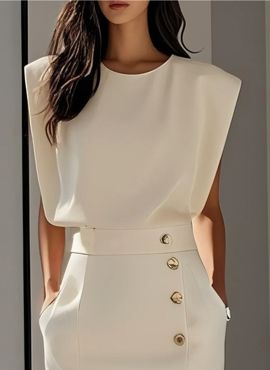 MARAIS | ROBE MIDI AJUSTÉE AVEC BOUTONS DORÉS