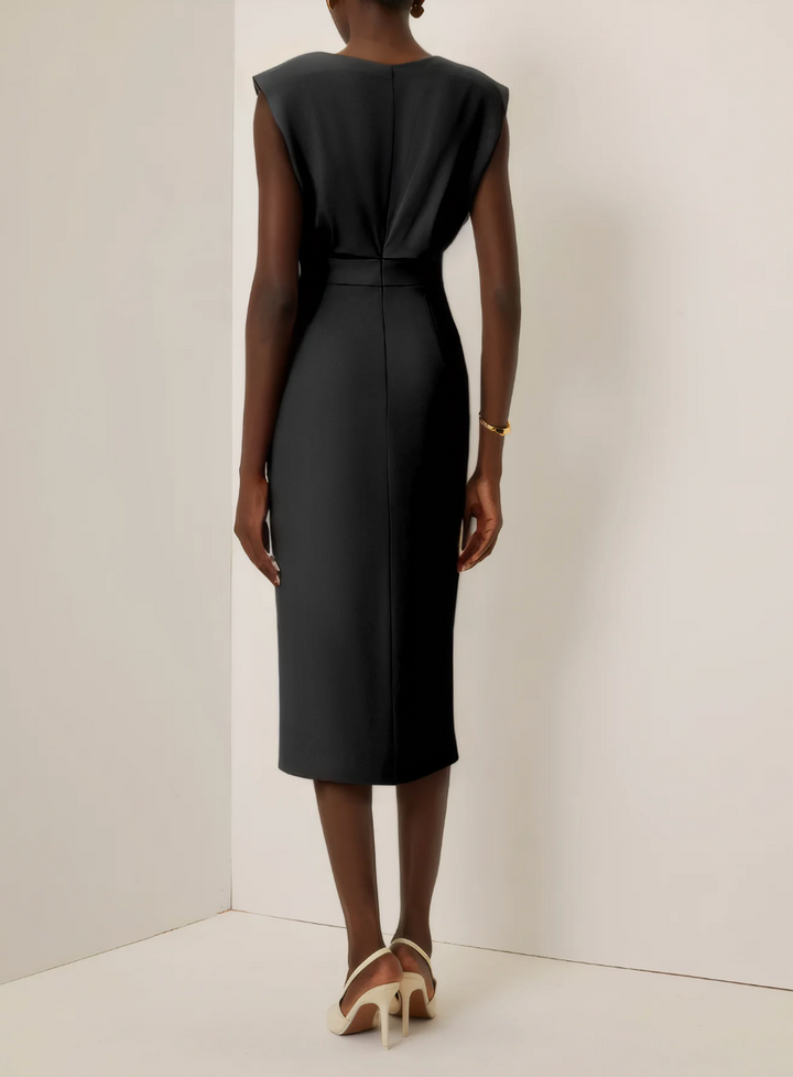 MARAIS | ROBE MIDI AJUSTÉE AVEC BOUTONS DORÉS