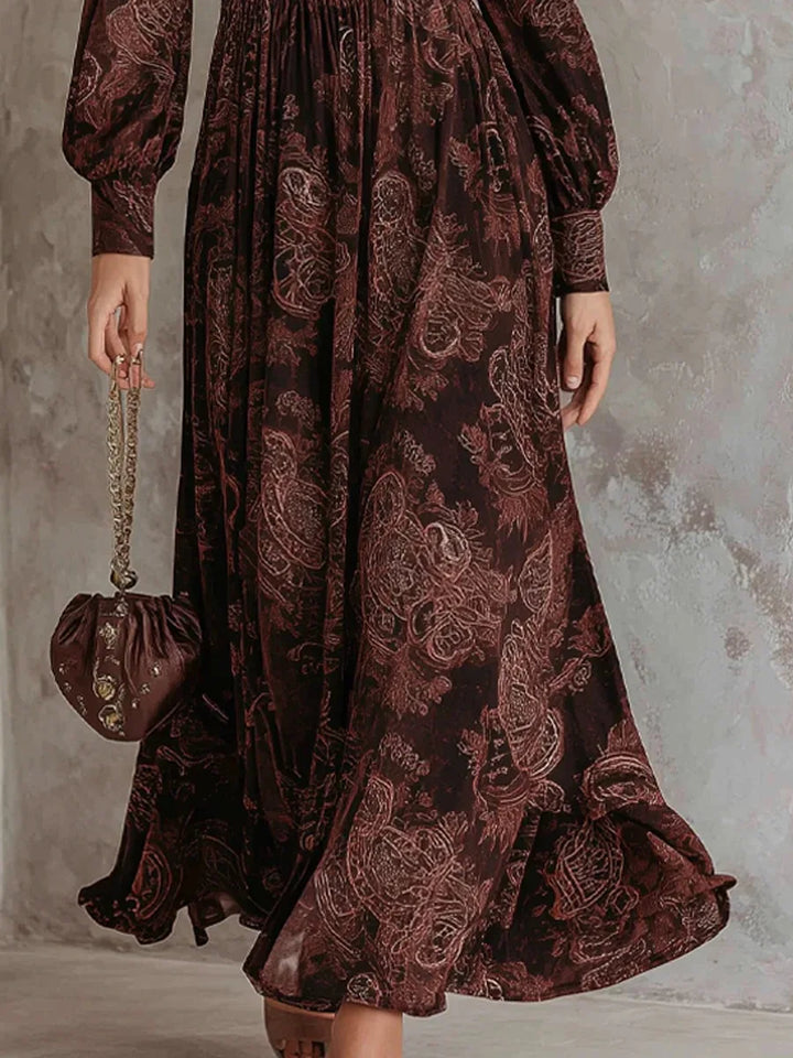 MARAIS | ROBE LONGUE À IMPRIMÉ VINTAGE ÉLÉGANT