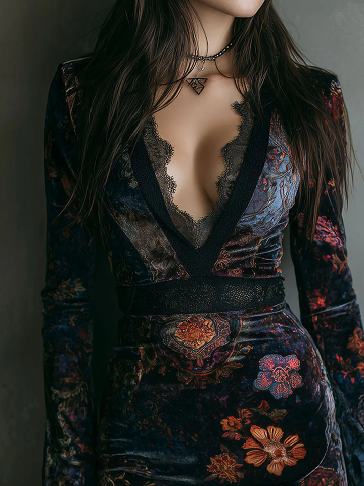 MARAIS | ROBE MINI EN VELOURS À DÉCOLLETÉ PROFOND