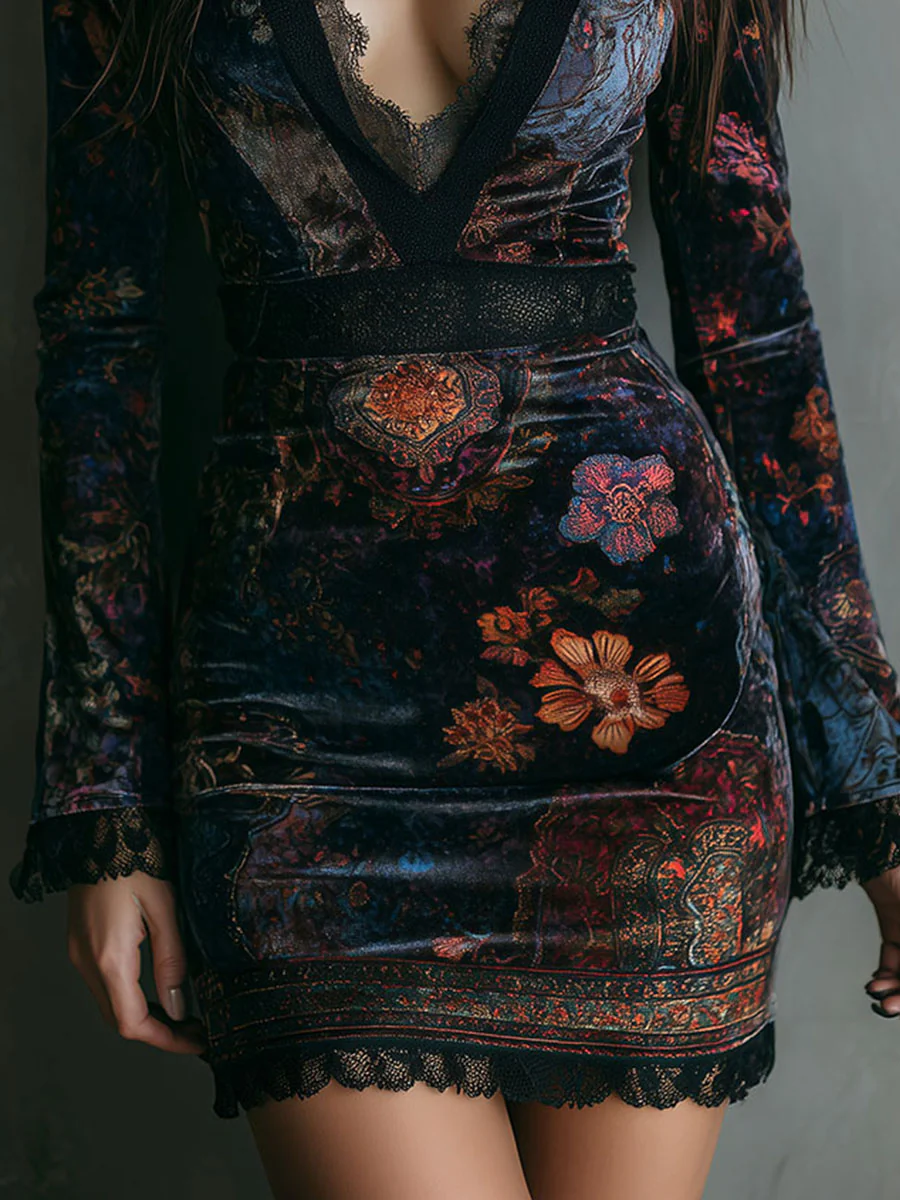 MARAIS | ROBE MINI EN VELOURS À DÉCOLLETÉ PROFOND