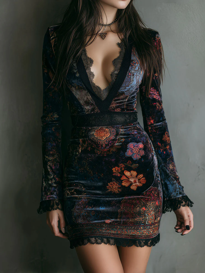 MARAIS | ROBE MINI EN VELOURS À DÉCOLLETÉ PROFOND