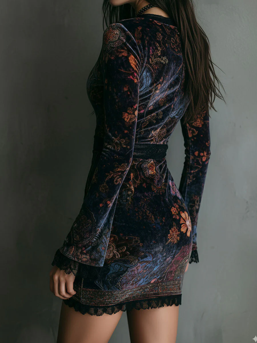 MARAIS | ROBE MINI EN VELOURS À DÉCOLLETÉ PROFOND