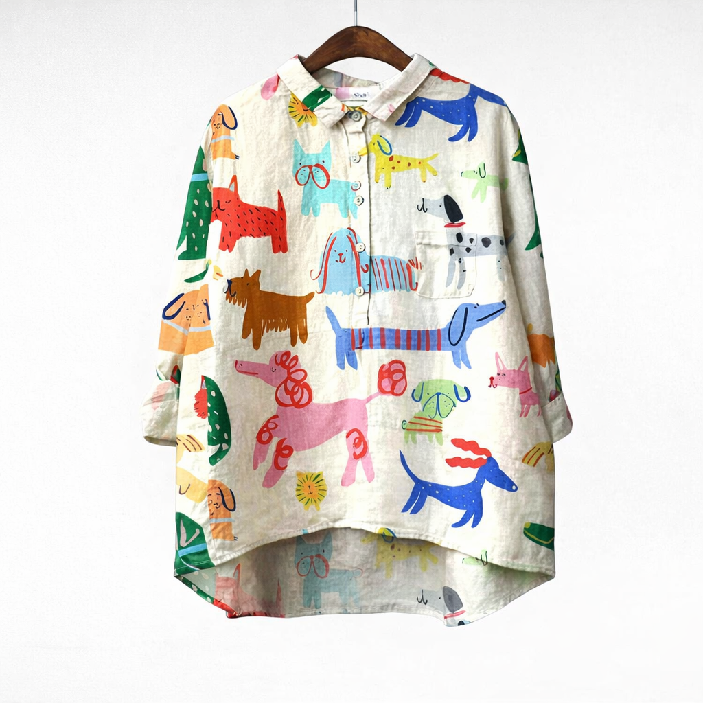 MARAIS | Blouse Élégante à Motif Canin (1+1 GRATUIT)