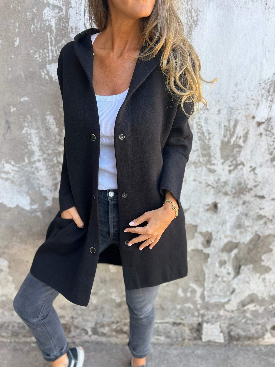 MARAIS | GILET LONG CHIC AVEC CAPUCHE