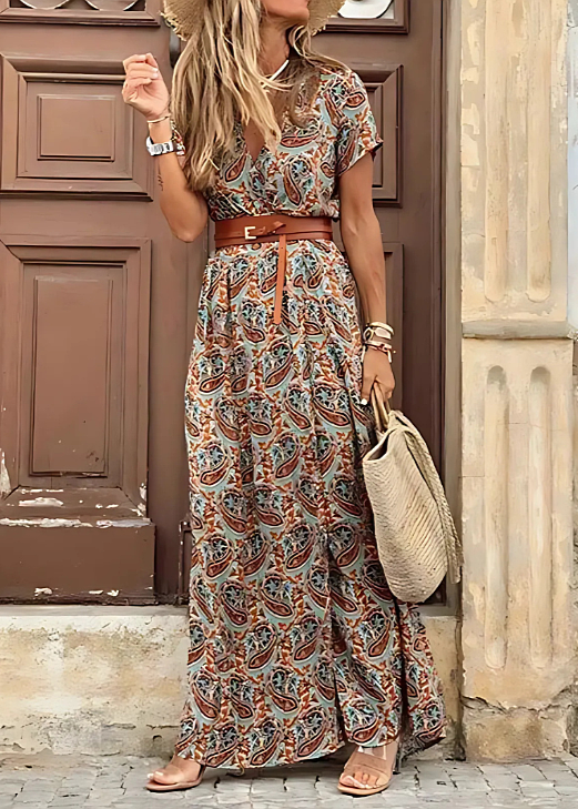 MARAIS | ROBE LONGUE BOHÈME À TAILLE FRONCÉE