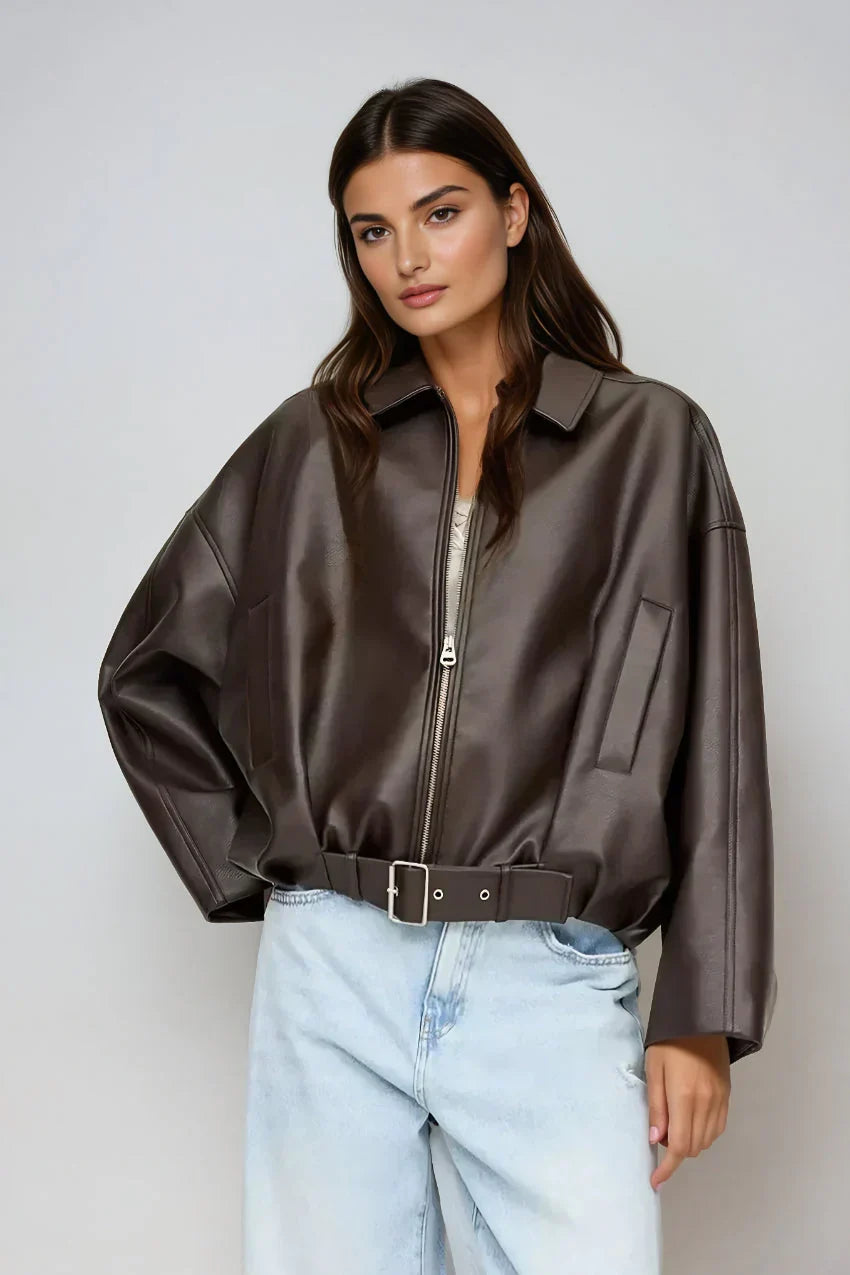 MARAIS  | VESTE EN CUIR MARRON