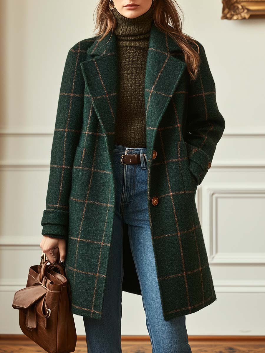 MARAIS | MANTEAU EFFET LAINE À CARREAUX