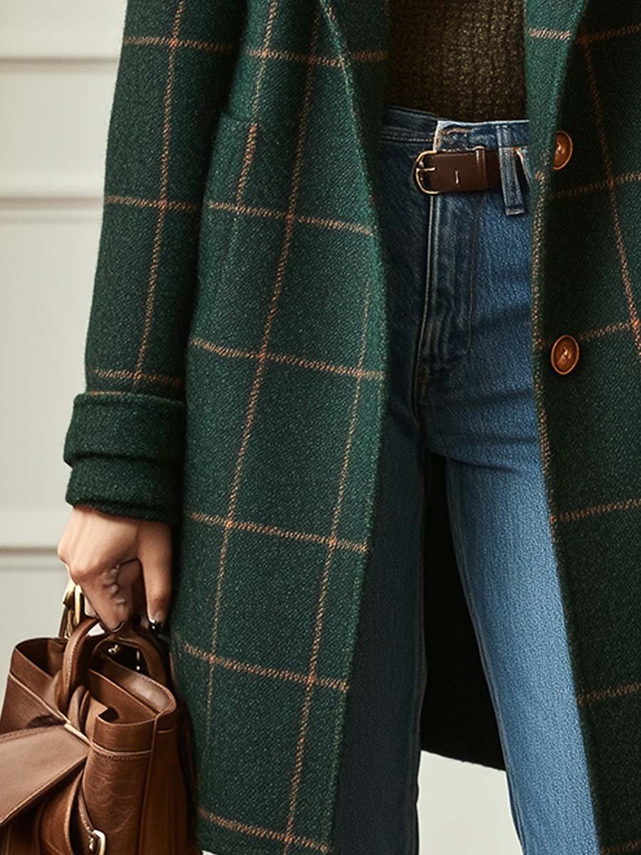 MARAIS | MANTEAU EFFET LAINE À CARREAUX