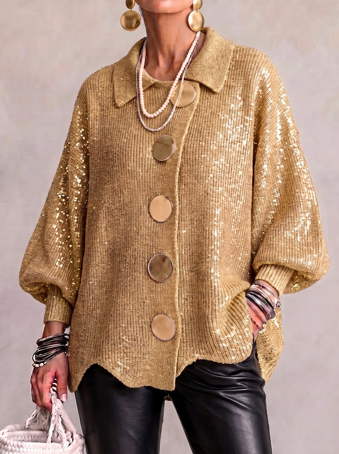 MARAIS | Gilet Oversize Boutons Dorés Manon