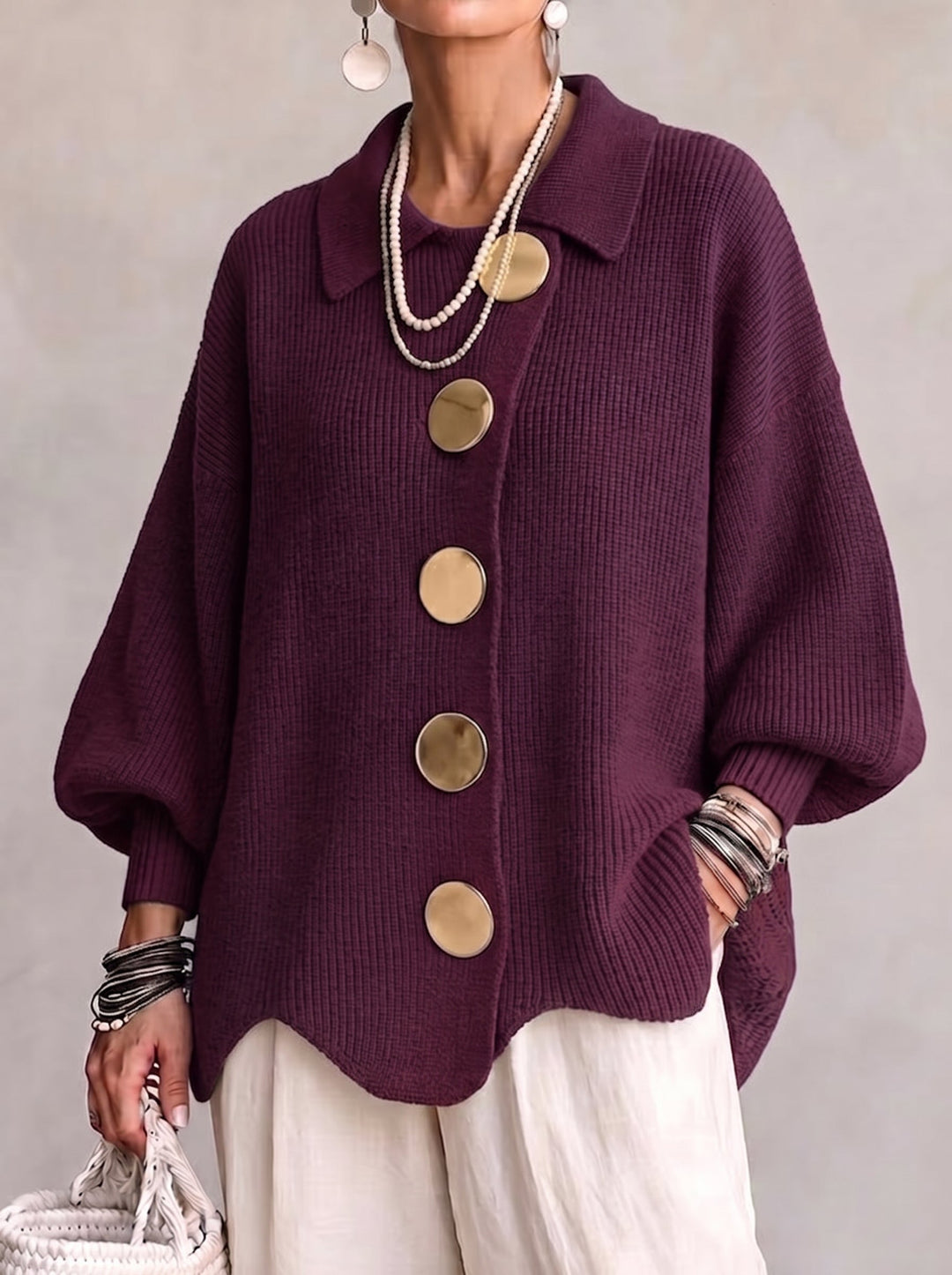 MARAIS | Gilet Oversize Boutons Dorés Manon