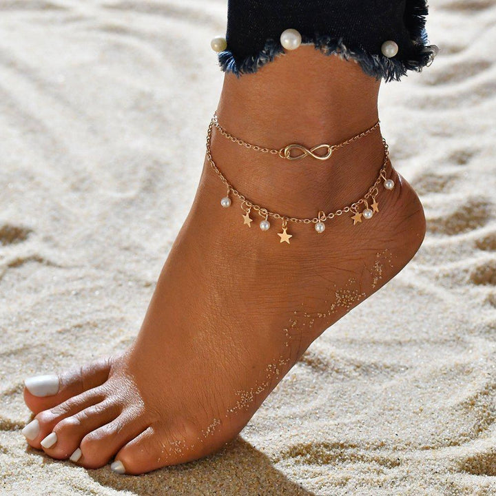 MARAIS | BRACELET CHEVILLE INFINI AVEC PERLES ET ÉTOILES