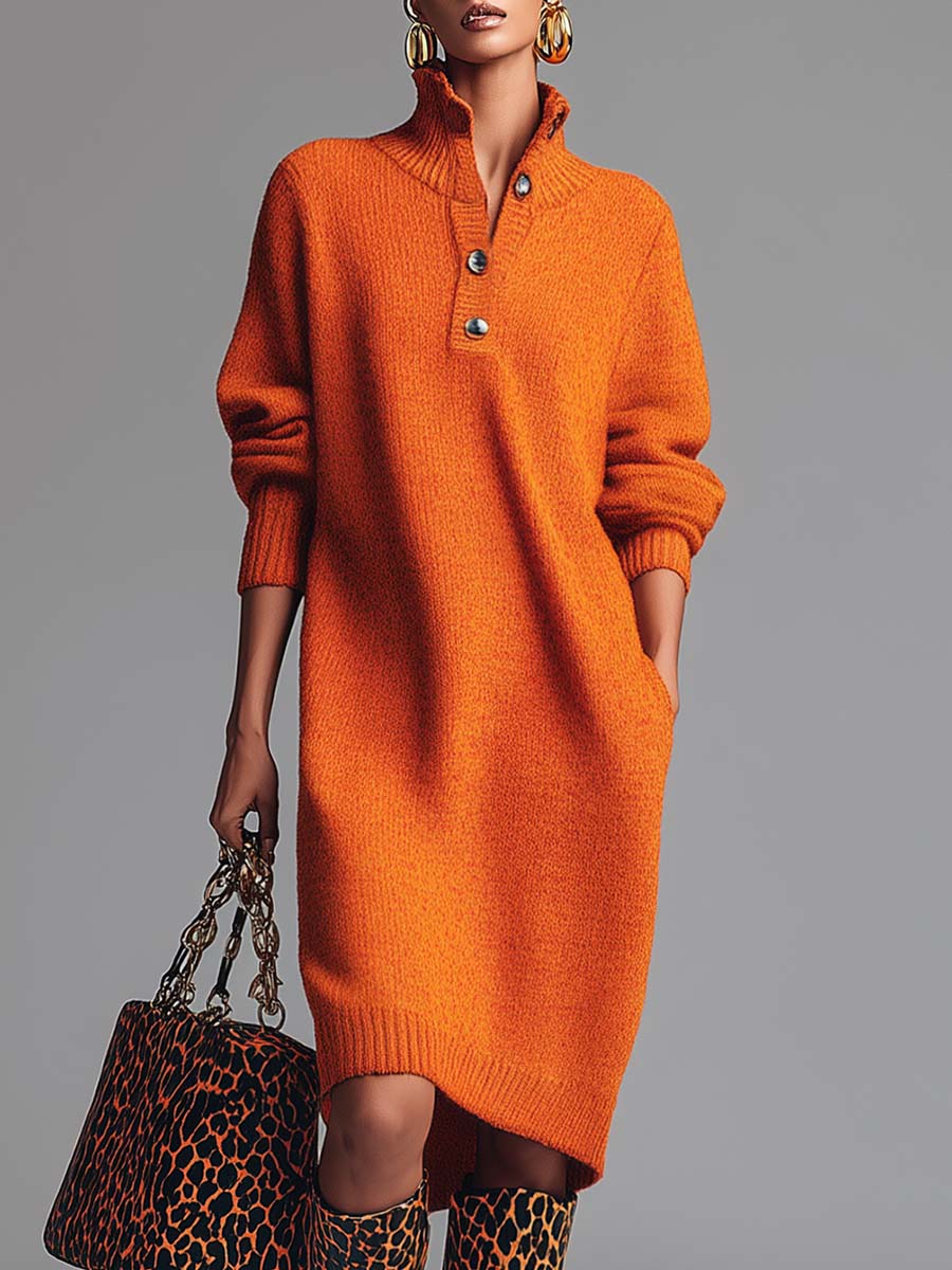 MARAIS | ROBE PULL À COL BOUTONNÉ