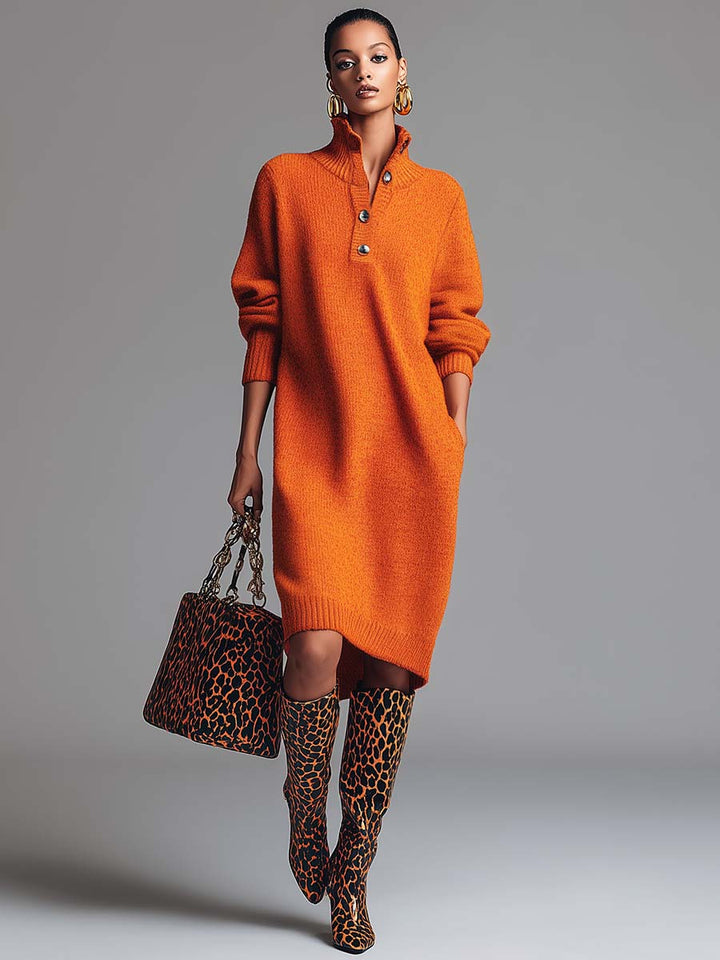 MARAIS | ROBE PULL À COL BOUTONNÉ